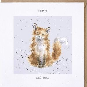 Fox Themed Birthday Card - Brown and White 'forty and foxy'